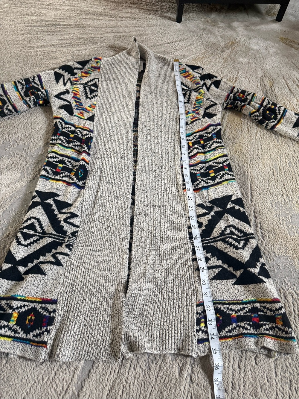 Northern Angel Aztec Long Cardigan sweater open front longline western small - Picture 11 of 12